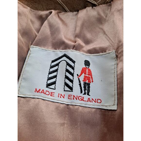 Vtg 70s Lilli Ann San Francisco Faux Fur Coat Tan Suede Trim Mod England - Picture 8 of 13